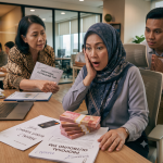 Seorang boss diajak diskusi untuk budget outing perusahaan.